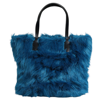 Dolce & Gabbana Blue Fur Logo Plaque Double Handle Shoulder Bag – par Dolce & Gabbana | Disponible sur Sandy Store ByNet