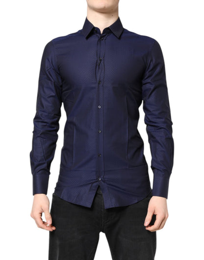 Dolce & Gabbana Blue GOLD Cotton Long Sleeves Men Dress Shirt – IT38 | XS par Dolce & Gabbana | Disponible sur Sandy Store ByNet