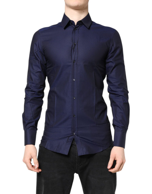 Dolce & Gabbana Blue GOLD Cotton Long Sleeves Men Dress Shirt – IT38 | XS par Dolce & Gabbana | Disponible sur Sandy Store ByNet