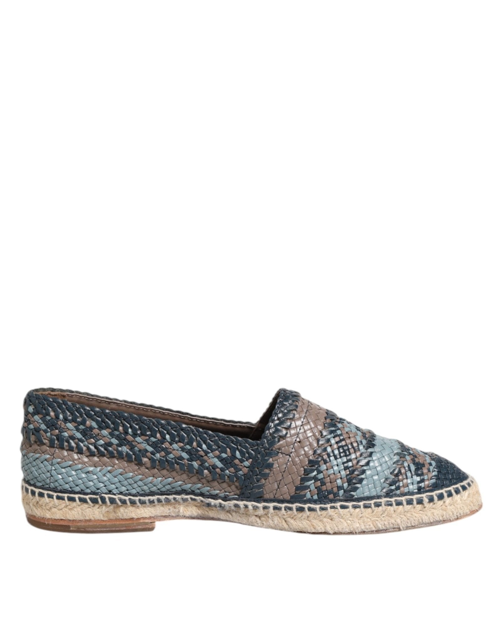 Dolce & Gabbana Blue Gray Woven Leather Buffalo Espadrille Shoes – EU42/US9 par Dolce & Gabbana | Disponible sur Sandy Store ByNet