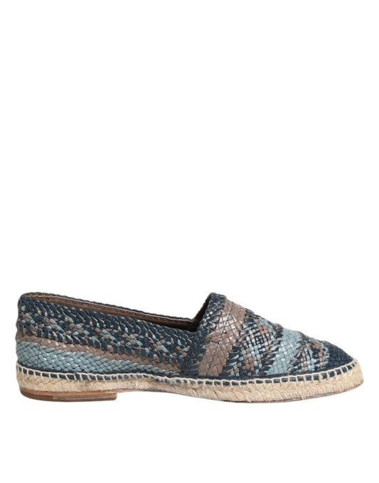 Dolce & Gabbana Blue Gray Woven Leather Buffalo Espadrille Shoes – EU42/US9 par Dolce & Gabbana | Disponible sur Sandy Store ByNet