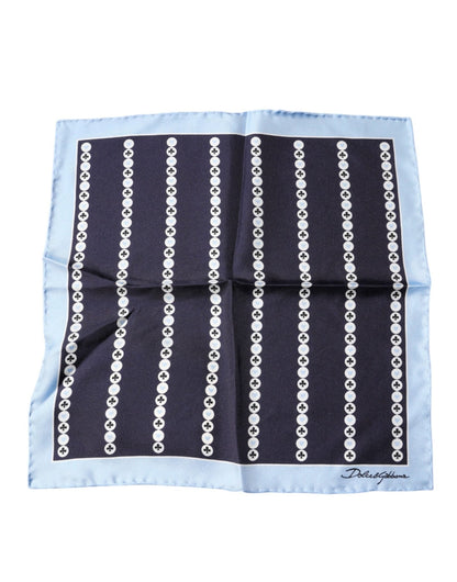 Dolce & Gabbana Blue Heart Spade Silk Handkerchief Scarf - Sandy Store ByNet