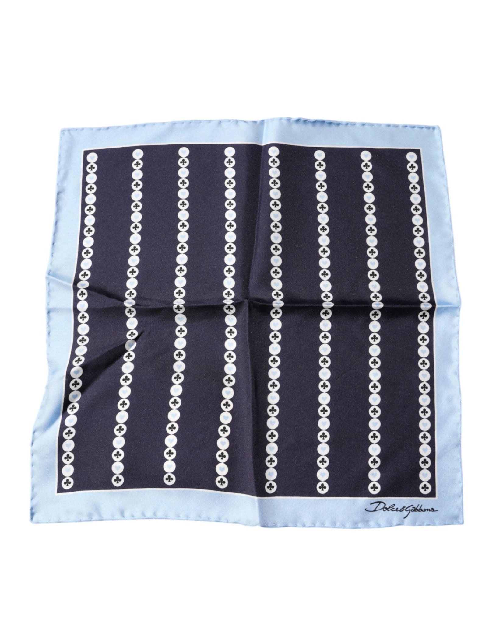 Dolce & Gabbana Blue Heart Spade Silk Handkerchief Scarf - Sandy Store ByNet