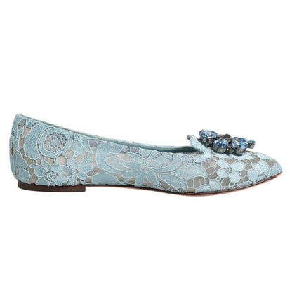 Dolce & Gabbana Blue Lace Crystal Ballet Flats Loafers Shoes – EU36/US5.5 par Dolce & Gabbana | Disponible sur Sandy Store ByNet