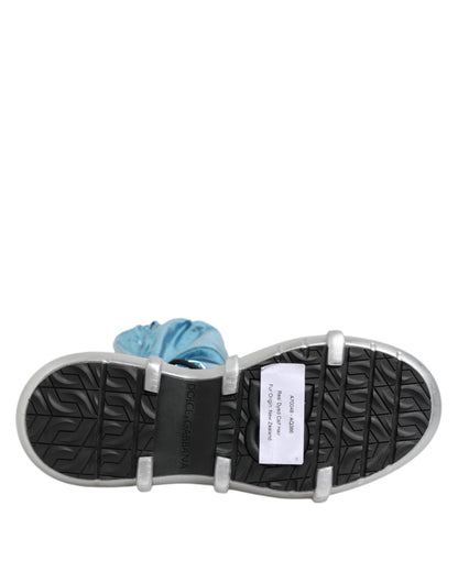 Dolce & Gabbana Blue Lace Up Over The Knee Socks Men Boots Shoes – EU 42 | US 9 par Dolce & Gabbana | Disponible sur Sandy Store ByNet