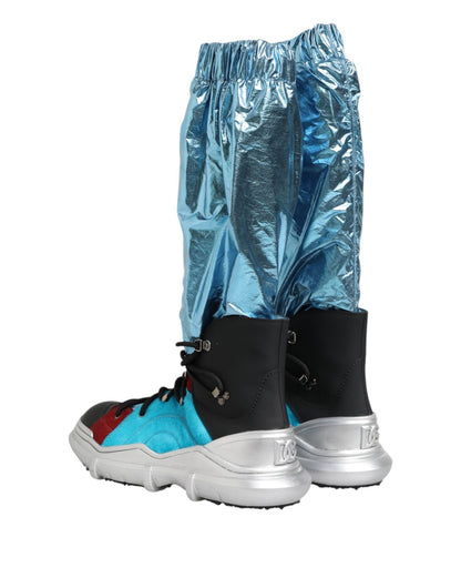 Dolce & Gabbana Blue Lace Up Over The Knee Socks Men Boots Shoes – EU 42 | US 9 par Dolce & Gabbana | Disponible sur Sandy Store ByNet