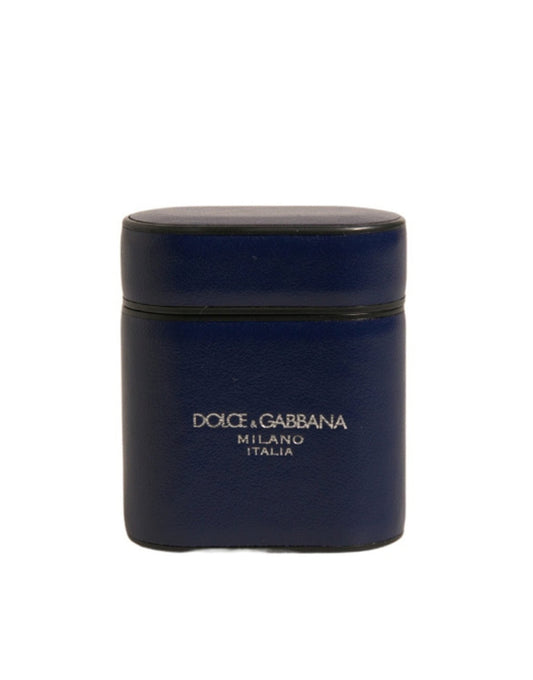 Dolce & Gabbana Blue Leather Logo Print Flip Holder Airpods Case – par Dolce & Gabbana | Disponible sur Sandy Store ByNet