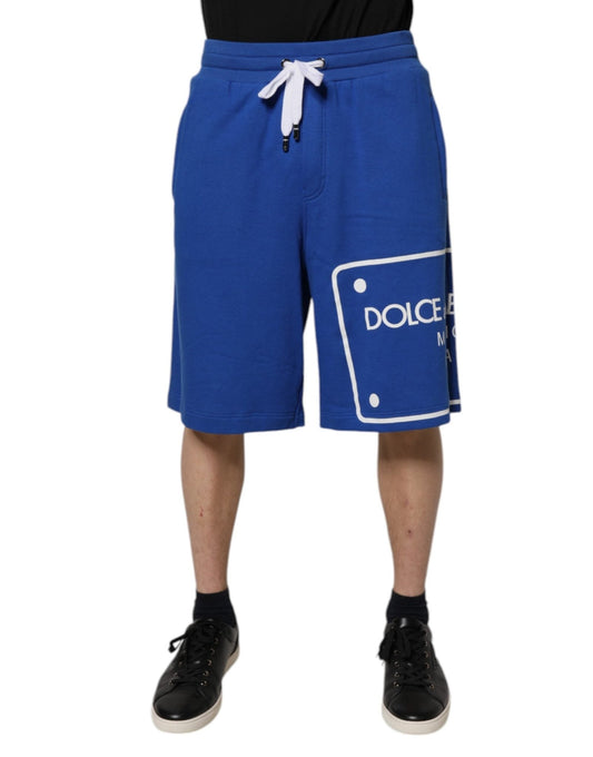 Dolce & Gabbana Blue Logo Cotton Bermuda Sweatshorts Shorts - Sandy Store ByNet