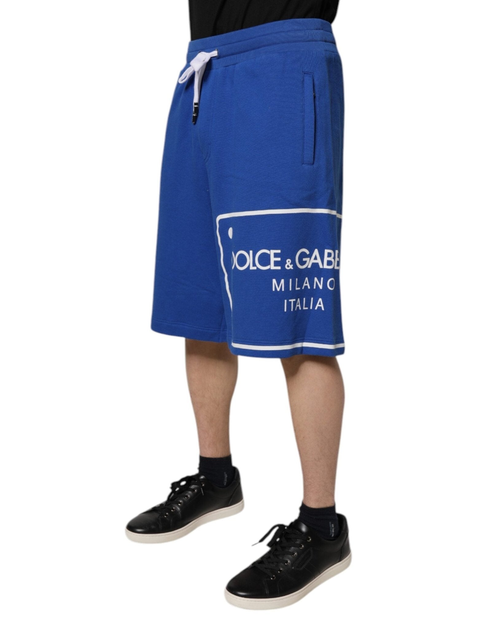 Dolce & Gabbana Blue Logo Cotton Bermuda Sweatshorts Shorts - Sandy Store ByNet