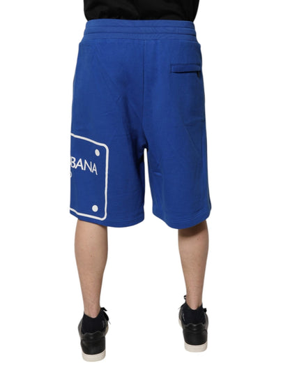 Dolce & Gabbana Blue Logo Cotton Bermuda Sweatshorts Shorts - Sandy Store ByNet