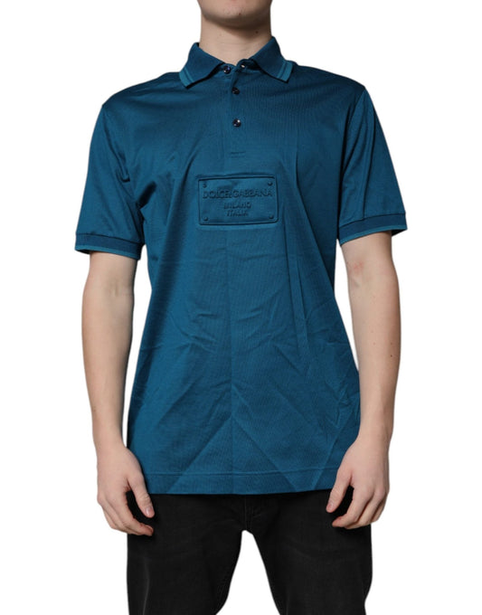 Dolce & Gabbana Blue Logo Cotton Men Polo Shirt T-shirt - Sandy Store ByNet