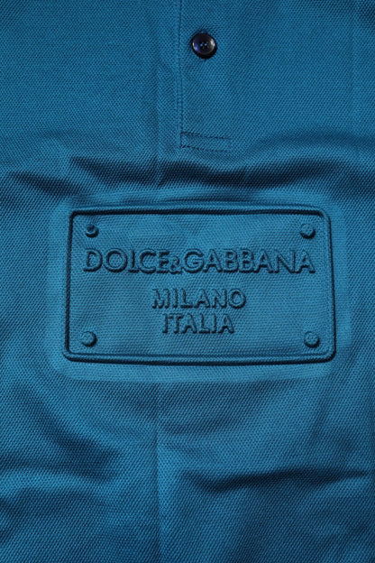 Dolce & Gabbana Blue Logo Cotton Men Polo Shirt T-shirt - Sandy Store ByNet