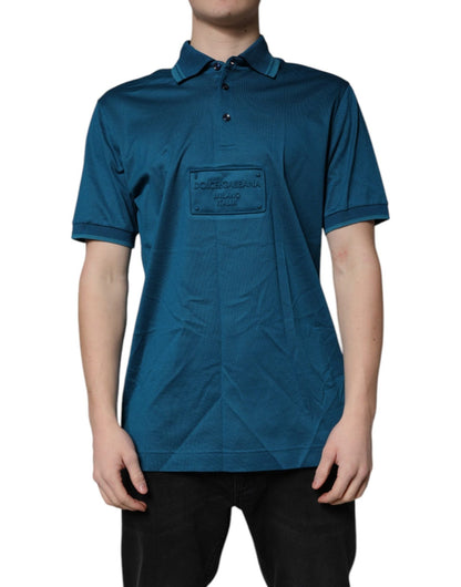 Dolce & Gabbana Blue Logo Cotton Men Polo Shirt T-shirt - Sandy Store ByNet