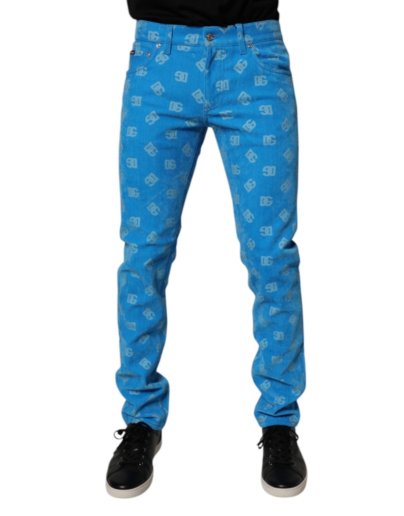 Dolce & Gabbana Blue Logo Monogram Cotton Skinny Denim Jeans – IT48 | M par Dolce & Gabbana | Disponible sur Sandy Store ByNet