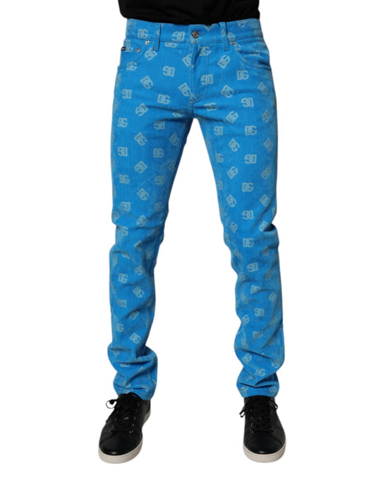 Dolce & Gabbana Blue Logo Monogram Cotton Skinny Denim Jeans – IT48 | M par Dolce & Gabbana | Disponible sur Sandy Store ByNet