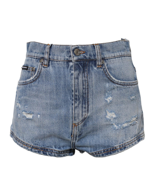 Dolce & Gabbana Blue Logo Plaque Denim Cotton Hot Pants Shorts – IT40|S par Dolce & Gabbana | Disponible sur Sandy Store ByNet