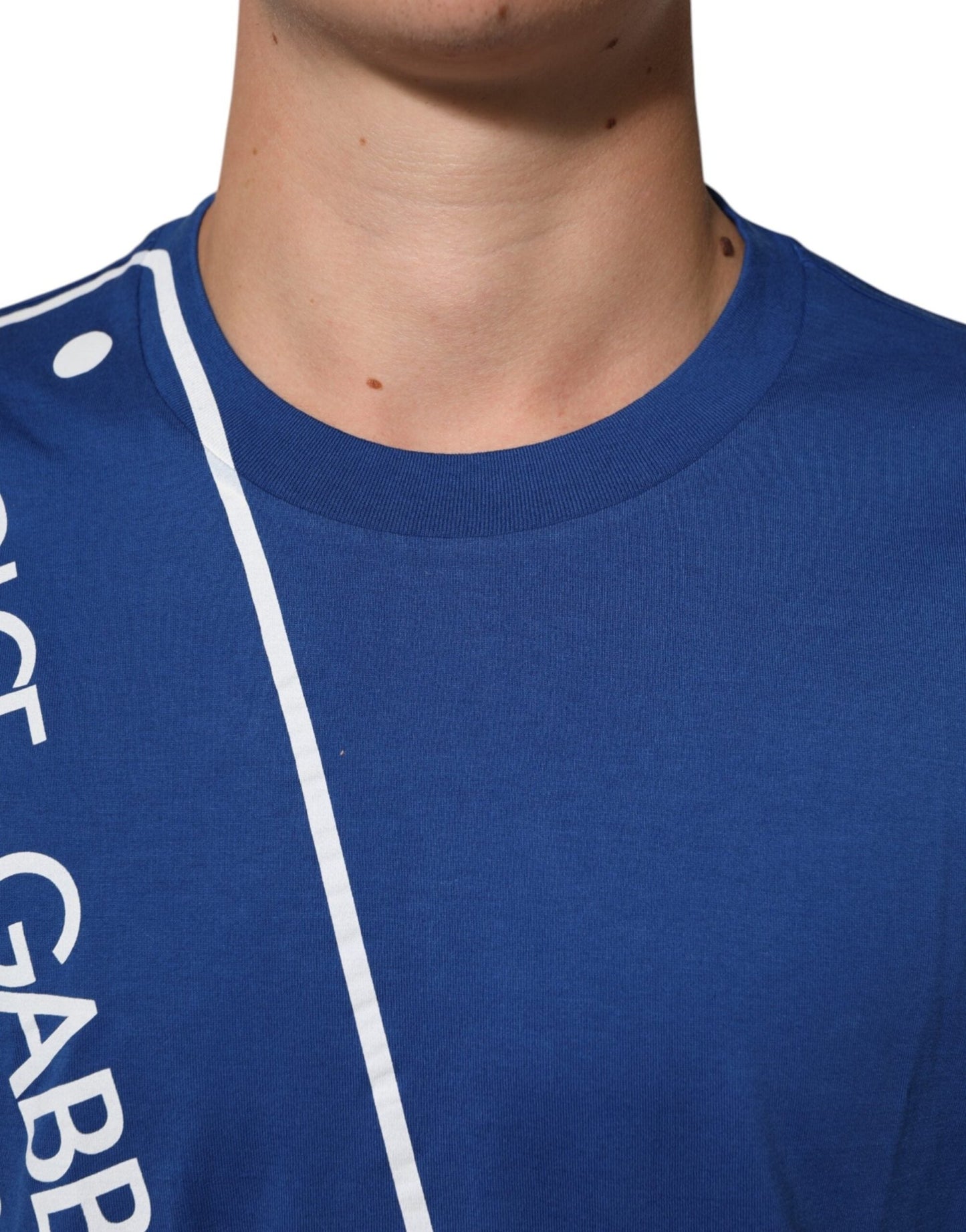 Dolce & Gabbana Blue Logo Print Cotton Crew Neck Men T-shirt – IT54 | XL par Dolce & Gabbana | Disponible sur Sandy Store ByNet