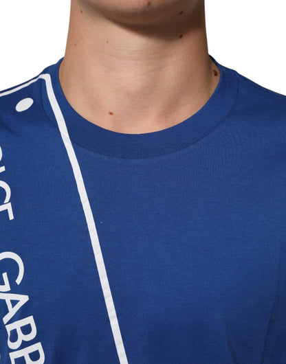 Dolce & Gabbana Blue Logo Print Cotton Crew Neck Men T-shirt – IT54 | XL par Dolce & Gabbana | Disponible sur Sandy Store ByNet