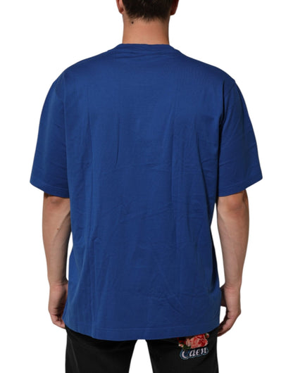 Dolce & Gabbana Blue Logo Print Cotton Crew Neck Men T-shirt – IT54 | XL par Dolce & Gabbana | Disponible sur Sandy Store ByNet