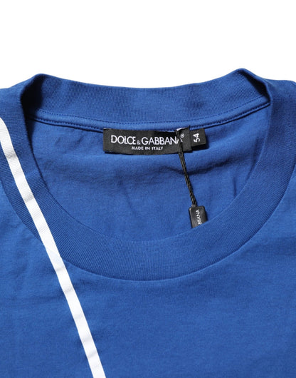 Dolce & Gabbana Blue Logo Print Cotton Crew Neck Men T-shirt – IT54 | XL par Dolce & Gabbana | Disponible sur Sandy Store ByNet