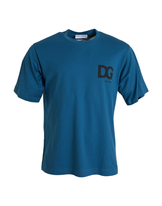 Dolce & Gabbana Blue Logo Round Neck Short Sleeves T-shirt – IT56 | XXL par Dolce & Gabbana | Disponible sur Sandy Store ByNet