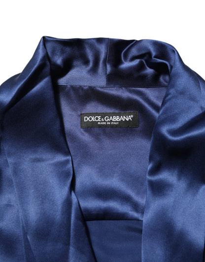 Dolce & Gabbana Blue Oversize Silk Satin Long Sleeves Shirt – IT38 | XS par Dolce & Gabbana | Disponible sur Sandy Store ByNet