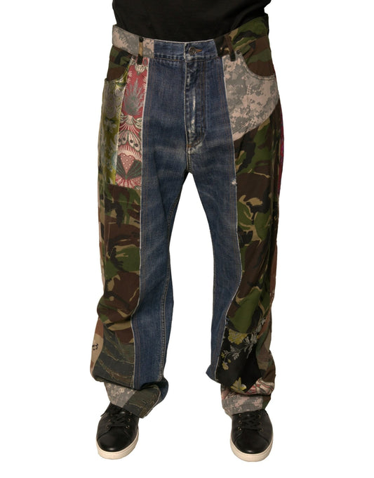 Dolce & Gabbana Blue Patchwork Cotton Straight Denim Jeans – IT48 | M par Dolce & Gabbana | Disponible sur Sandy Store ByNet