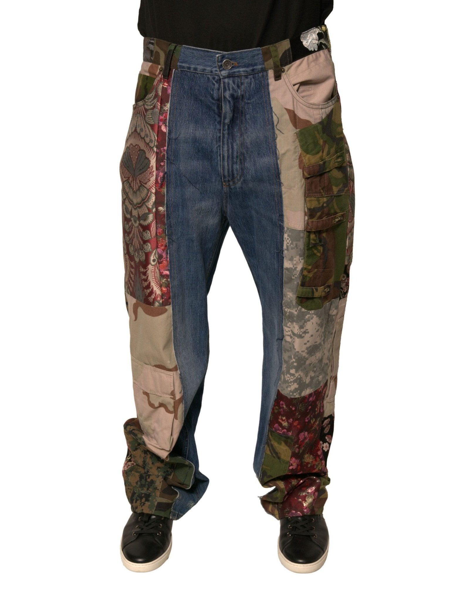 Dolce & Gabbana Blue Patchwork Cotton Straight Denim Jeans – IT48 | M par Dolce & Gabbana | Disponible sur Sandy Store ByNet