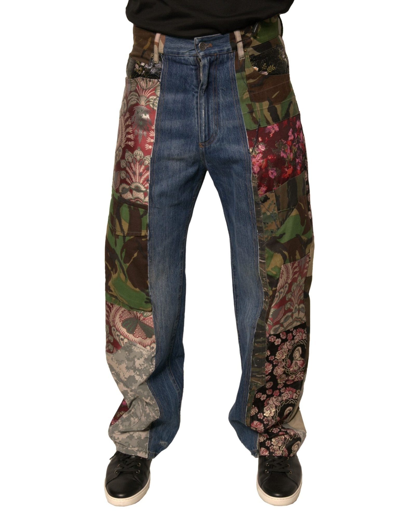 Dolce & Gabbana Blue Patchwork Cotton Straight Denim Jeans – IT44 | XS par Dolce & Gabbana | Disponible sur Sandy Store ByNet