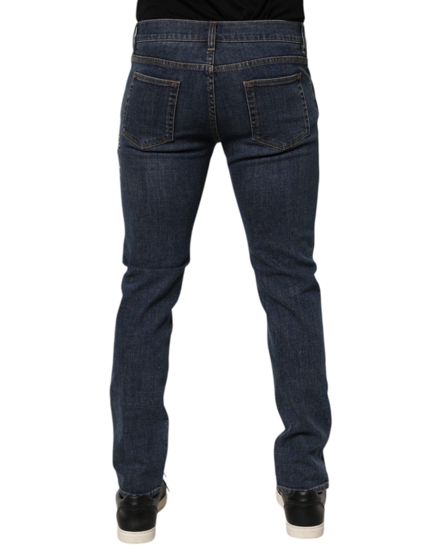 Dolce & Gabbana Blue Rabbit Embroidery Slim Men Denim Jeans – IT48 | M par Dolce & Gabbana | Disponible sur Sandy Store ByNet