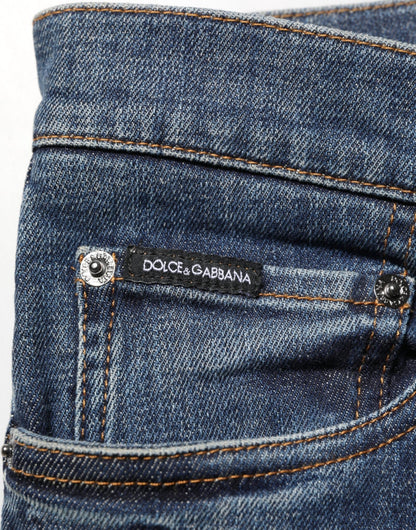 Dolce & Gabbana Blue Rabbit Embroidery Slim Men Denim Jeans – IT48 | M par Dolce & Gabbana | Disponible sur Sandy Store ByNet