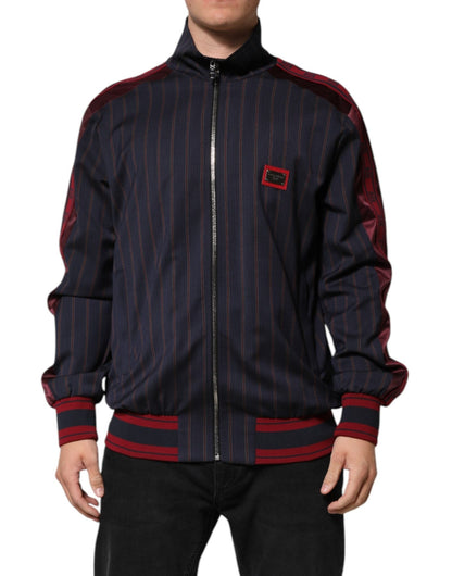 Dolce & Gabbana Blue Red Striped Logo Plaque Full Zip Jacket – IT50 | L par Dolce & Gabbana | Disponible sur Sandy Store ByNet