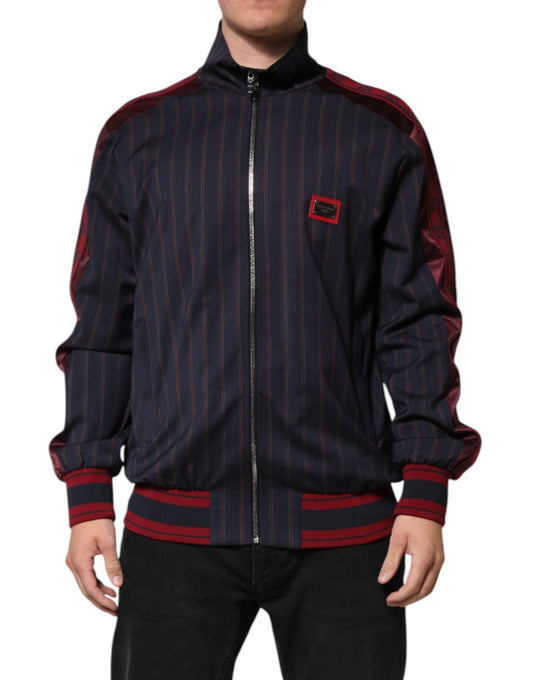 Dolce & Gabbana Blue Red Striped Logo Plaque Full Zip Jacket – IT50 | L par Dolce & Gabbana | Disponible sur Sandy Store ByNet