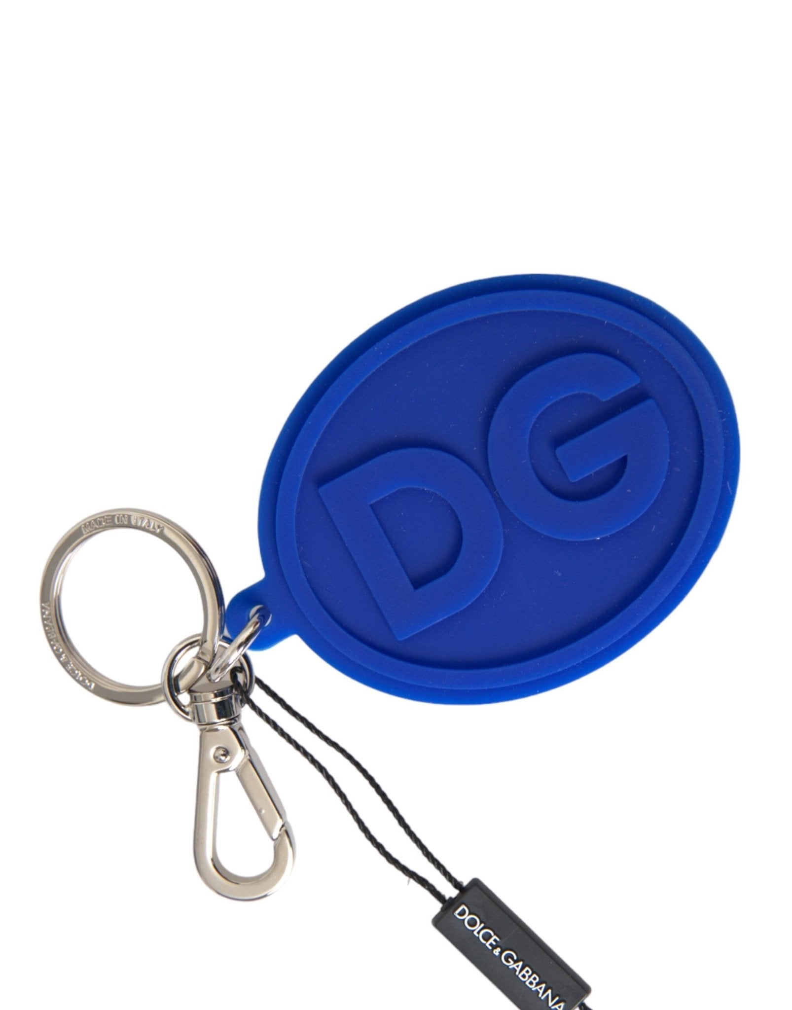 Dolce & Gabbana Blue Rubber DG Logo Silver Brass Metal Keyring Keychain – par Dolce & Gabbana | Disponible sur Sandy Store ByNet