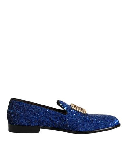 Dolce & Gabbana Blue Sequined Loafers Formal Dress Men Shoes – EU44/US11 par Dolce & Gabbana | Disponible sur Sandy Store ByNet