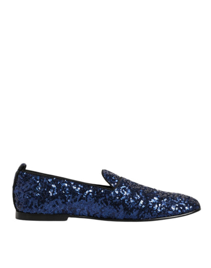 Dolce & Gabbana Blue Sequined Loafers Slippers Men Dress Shoes – EU 42 | US 9 par Dolce & Gabbana | Disponible sur Sandy Store ByNet