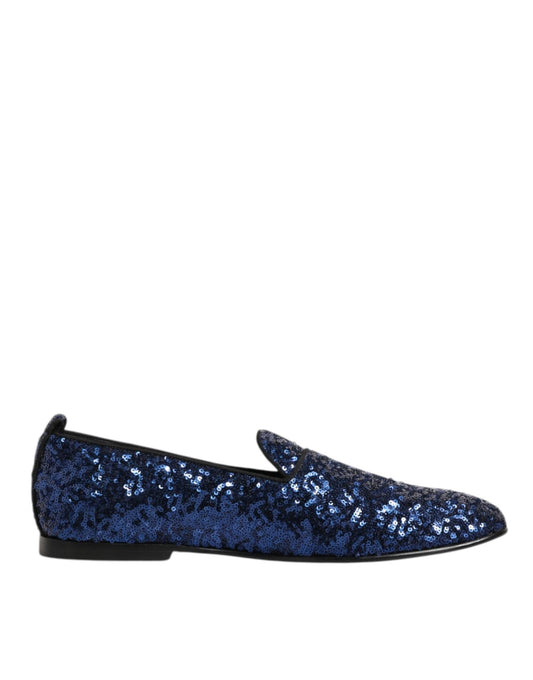 Dolce & Gabbana Blue Sequined Loafers Slippers Men Dress Shoes – EU 42 | US 9 par Dolce & Gabbana | Disponible sur Sandy Store ByNet
