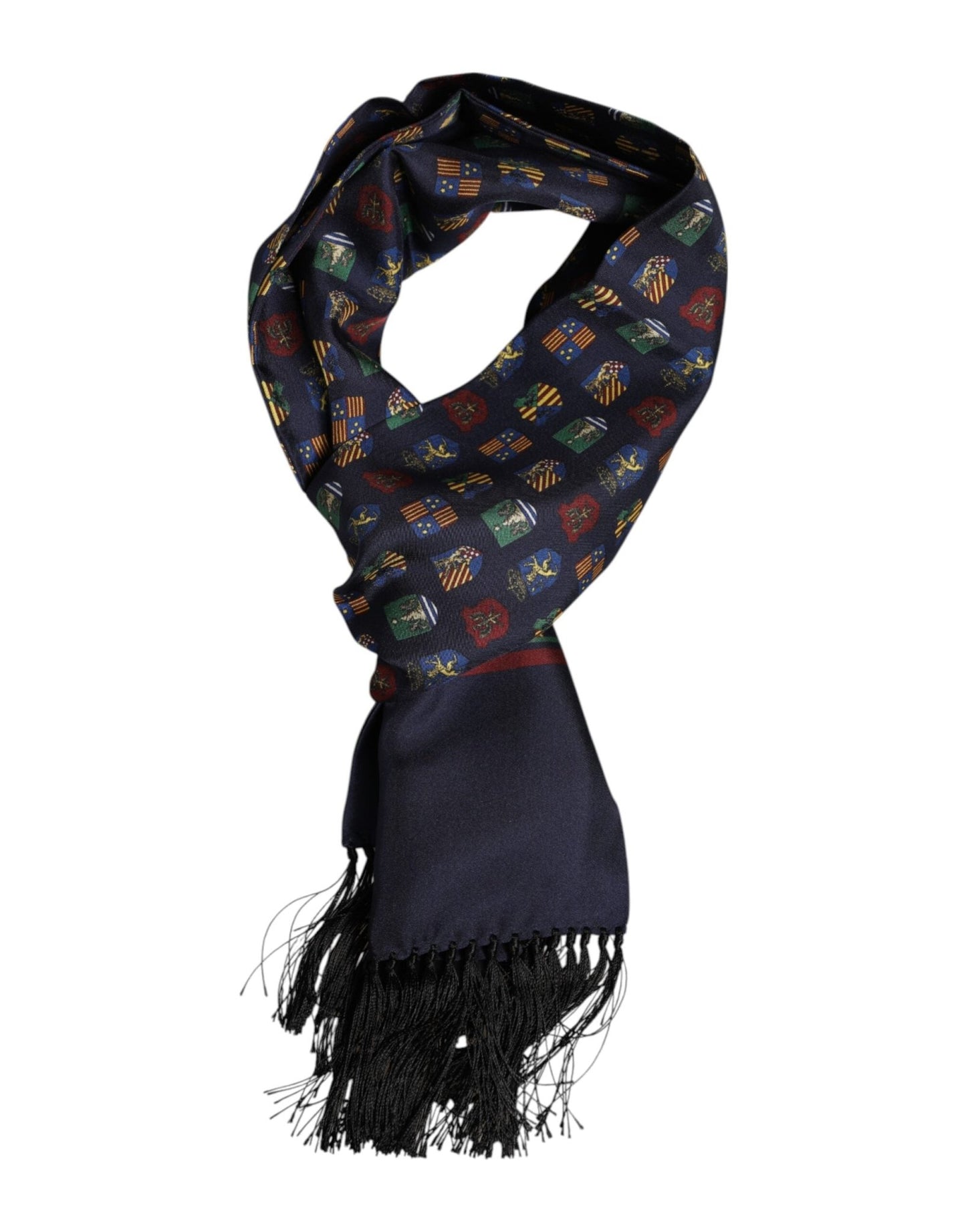 Dolce & Gabbana Blue Silk Printed Fringes Foulard Scarf – par Dolce & Gabbana | Disponible sur Sandy Store ByNet