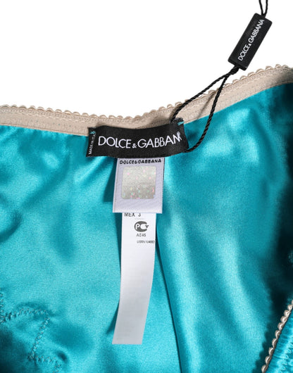 Dolce & Gabbana Blue Silk Satin Floral Lace Trim New Slip Underwear – IT3 | M par Dolce & Gabbana | Disponible sur Sandy Store ByNet