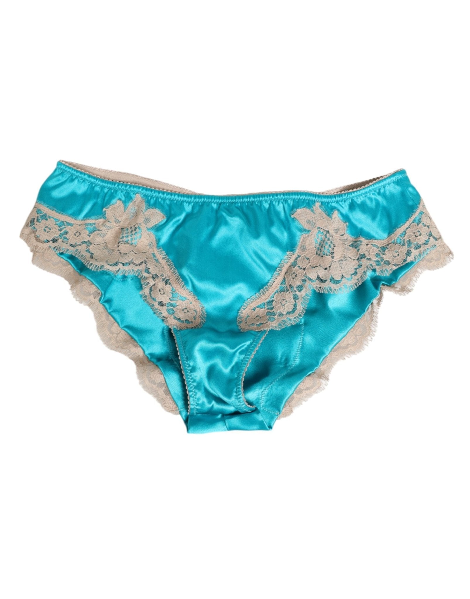 Dolce & Gabbana Blue Silk Satin Floral Lace Trim New Slip Underwear – IT3 | M par Dolce & Gabbana | Disponible sur Sandy Store ByNet