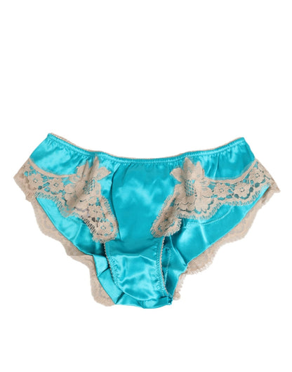 Dolce & Gabbana Blue Silk Satin Lace Trim New Slip Underwear – IT1 | XS par Dolce & Gabbana | Disponible sur Sandy Store ByNet