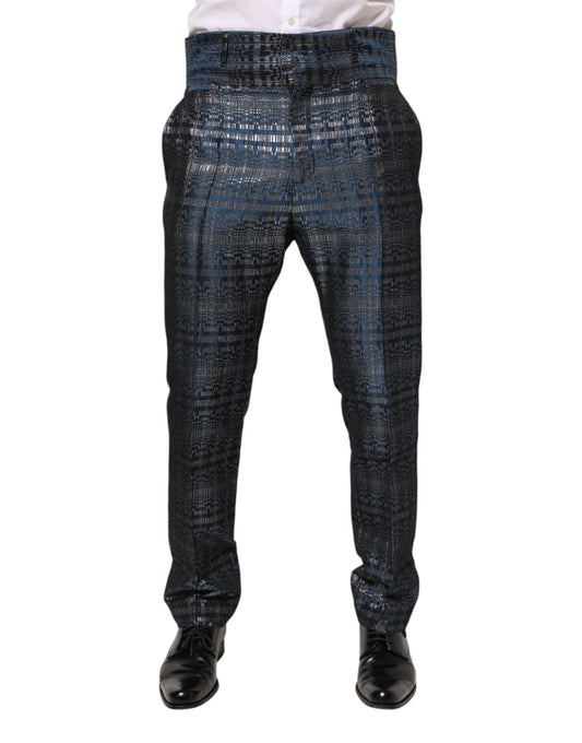 Dolce & Gabbana Blue Silver Shiny Silk Skinny Men Trouser Pants – IT48 | M par Dolce & Gabbana | Disponible sur Sandy Store ByNet