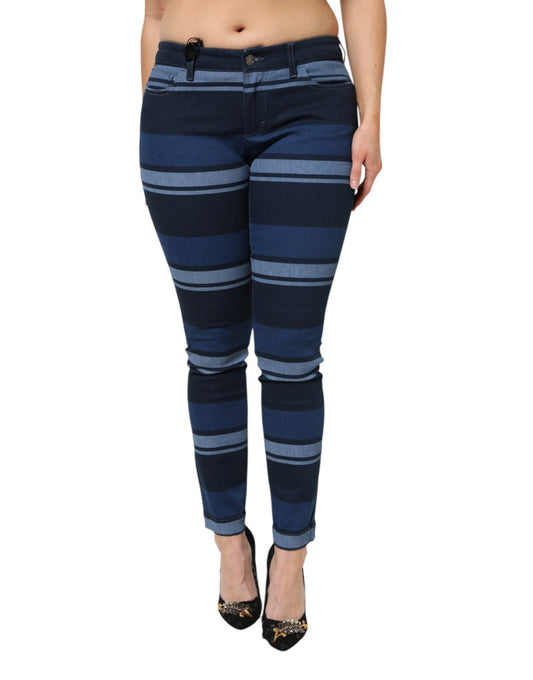 Dolce & Gabbana Blue Striped Cotton Stretch Denim Jeans – IT44 | L par Dolce & Gabbana | Disponible sur Sandy Store ByNet