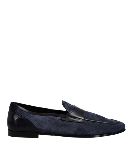 Dolce & Gabbana Blue Suede Leather Shoes Loafer Moccasin Shoes - Sandy Store ByNet