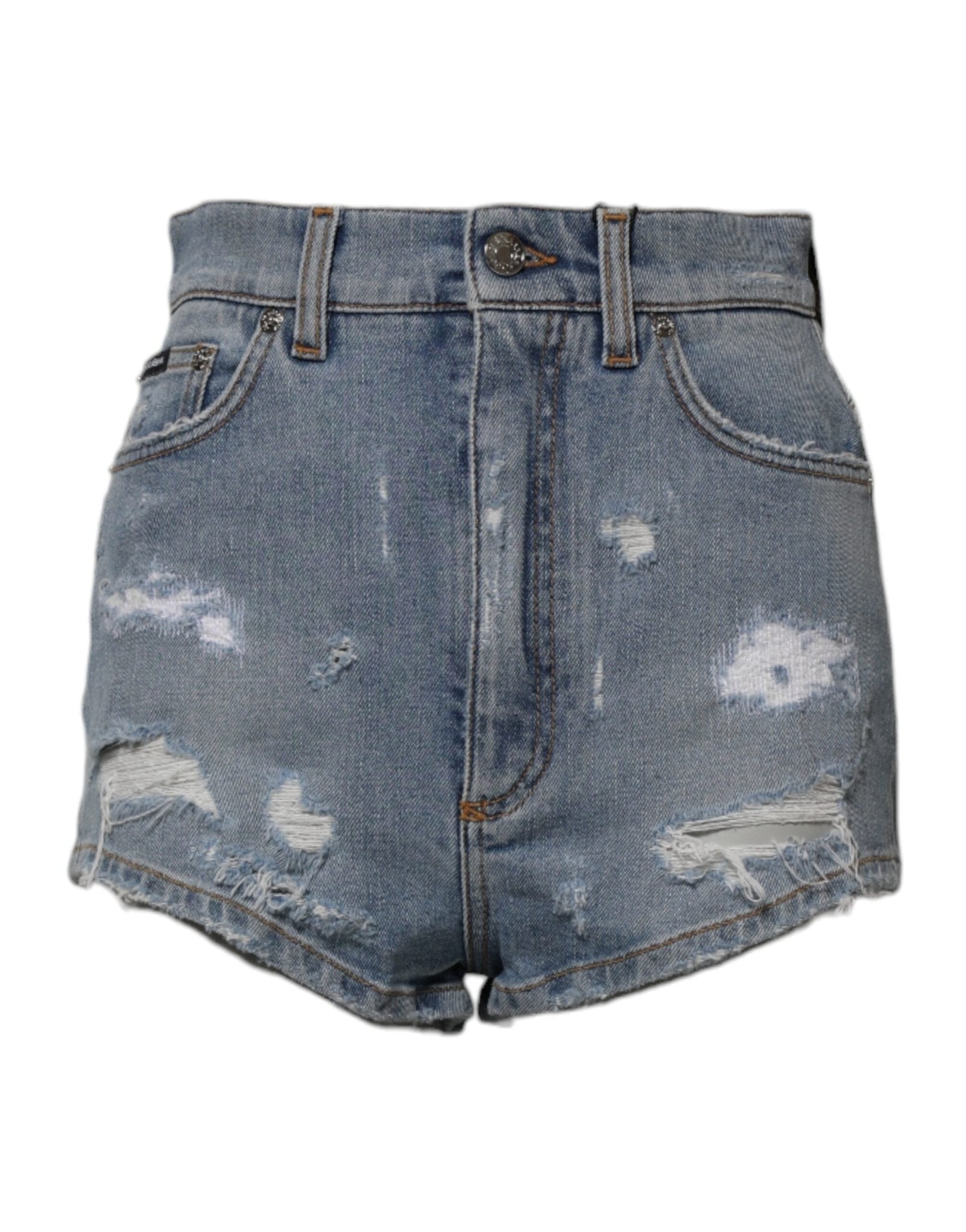 Dolce & Gabbana Blue Tattered Denim Cotton Hot Pants Shorts – IT40|S par Dolce & Gabbana | Disponible sur Sandy Store ByNet