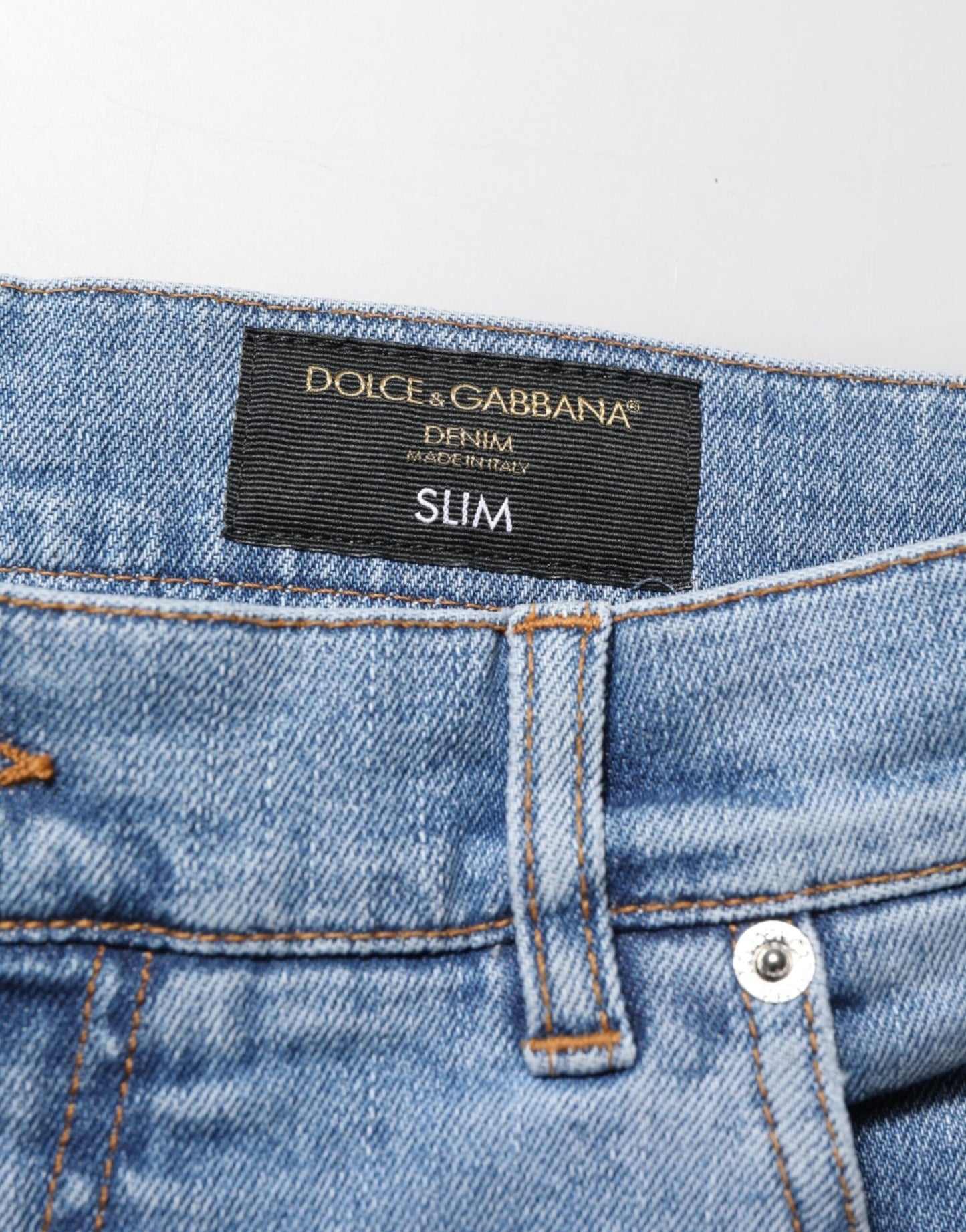 Dolce & Gabbana Blue Tattered Slim Fit Cotton Denim Jeans – IT54 | XL par Dolce & Gabbana | Disponible sur Sandy Store ByNet