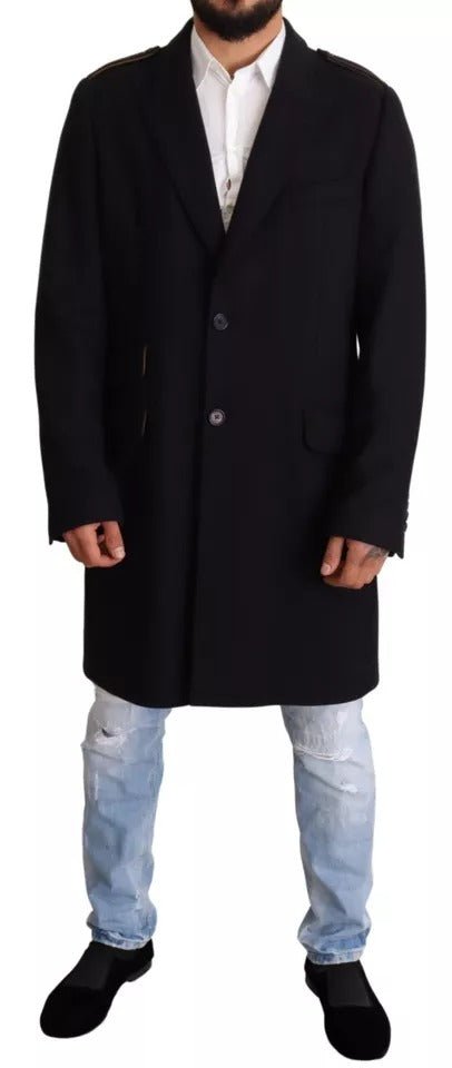 Dolce & Gabbana Blue Trench Coat Long Wool Stretch Jacket – IT44 | XS par Dolce & Gabbana | Disponible sur Sandy Store ByNet