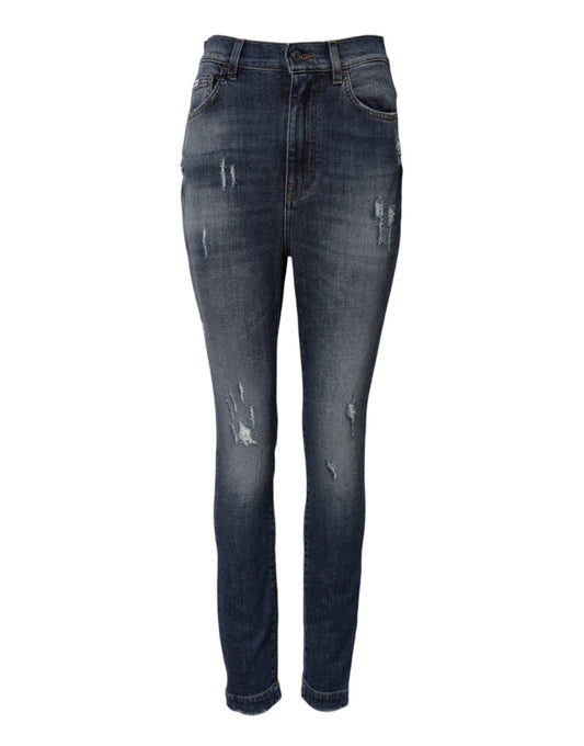 Dolce & Gabbana Blue Washed Cotton High Waisted Denim Jeans – IT40|S par Dolce & Gabbana | Disponible sur Sandy Store ByNet