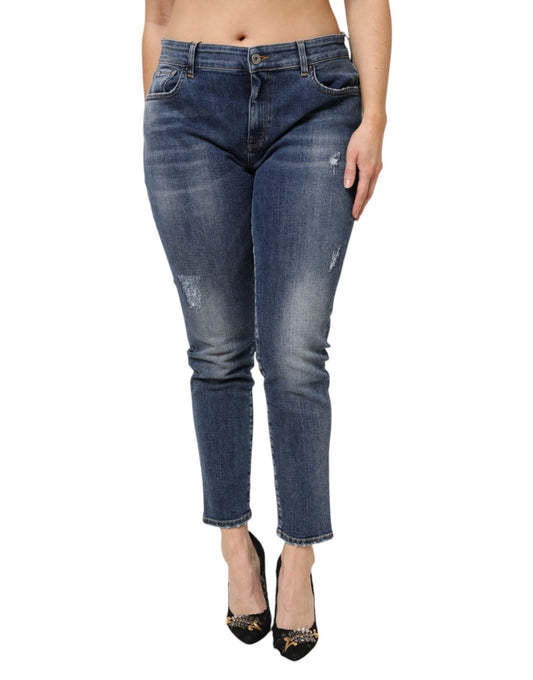 Dolce & Gabbana Blue Washed Cotton Low Waist Denim Jeans – IT48|XXL par Dolce & Gabbana | Disponible sur Sandy Store ByNet