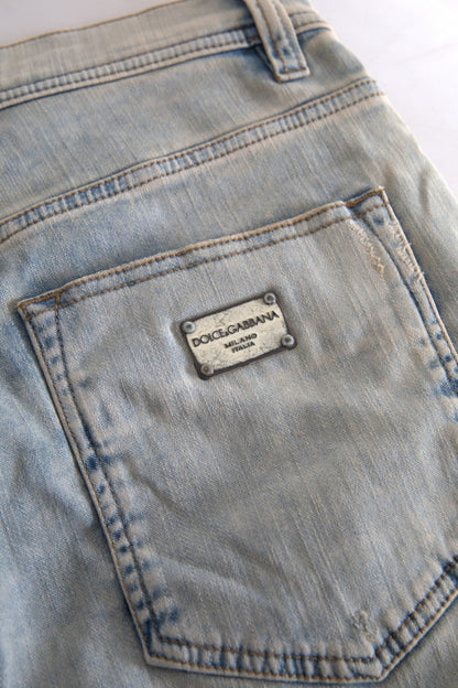 Dolce & Gabbana Blue Washed Cotton Mid Waist Skinny Jeans – IT40|S par Dolce & Gabbana | Disponible sur Sandy Store ByNet